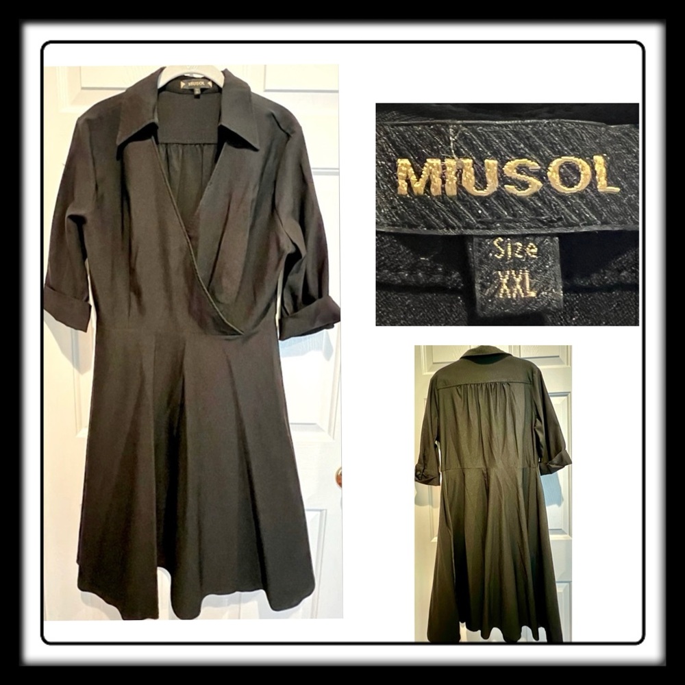 Dress - Miusol - stretchy shirt/wrap dress - black - XXL - new w/o tags. Perfect - Picture 8 of 8